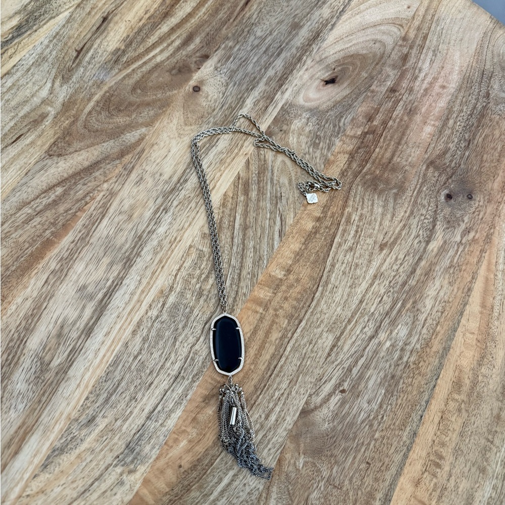 Kendra Scott Silver and Black Tassel Necklace